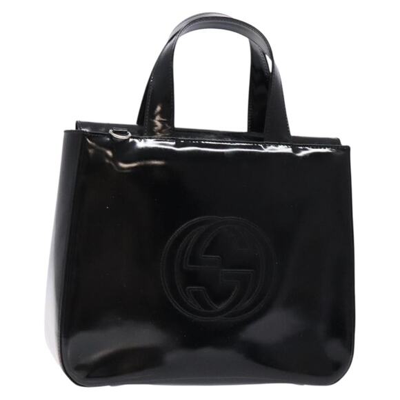GUCCI Interlocking Hand Bag Patent Leather Black 000 1013 000 1013 - Picture 1 of 12